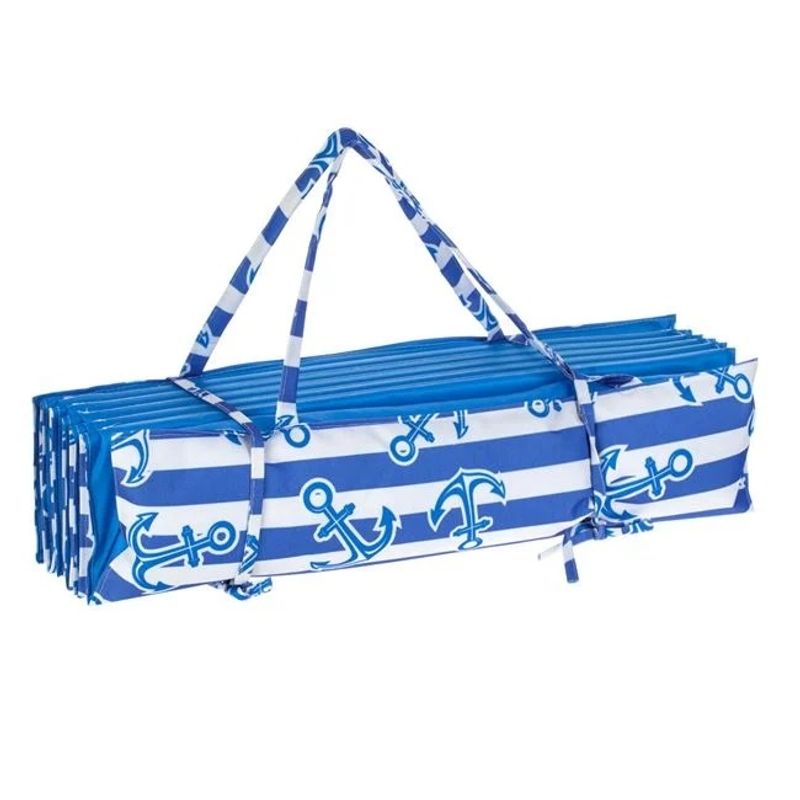 Sport si Outdoor - Camping - Saltele si accesorii pentru somn - Saltele camping - Rogojina - Saltea textila cu perna pentru Plaja, Dimensiune 180X60cm, Albastru-Alb - Infinity.ro