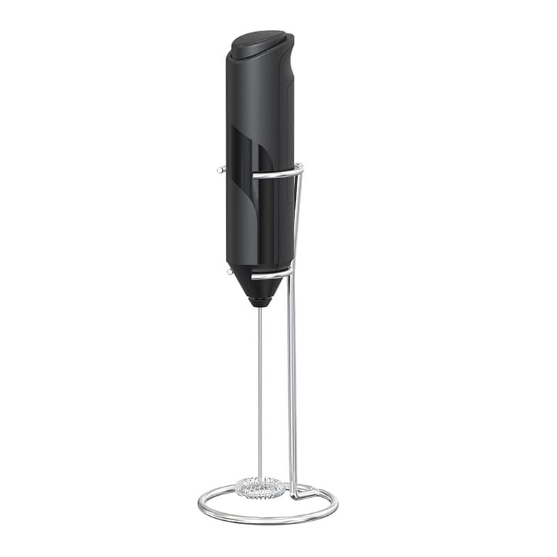 Electronice si Electrocasnice - Electrocasnice bucatarie - Mixere, tocatoare & roboti de bucatarie - Mixere - Mini Mixer pentru lapte, cu suport, functioneaza cu baterii, 22 cm lungime, negru - Infinity.ro
