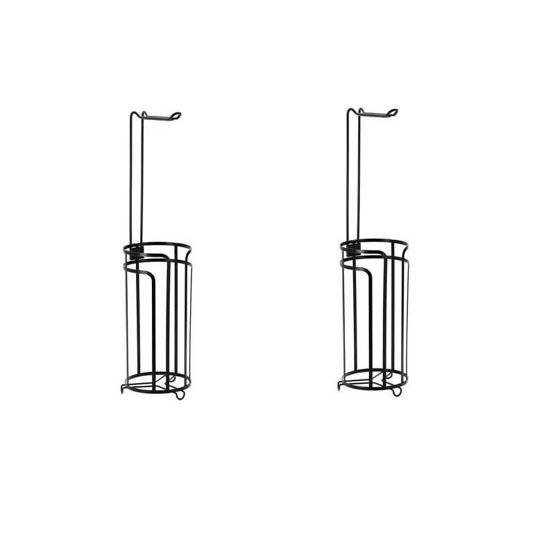 Casa si Gradina - Sanitare - Suporturi si accesorii baie - Suporturi baie - Set de 2 suporturi pentru hartia igienica din metal, Inaltime 60cm, Negru - Infinity.ro