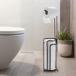 Casa si Gradina - Sanitare - Suporturi si accesorii baie - Suporturi baie - Set de 2 suporturi pentru hartia igienica din metal, Inaltime 60cm, Negru - Infinity.ro