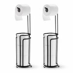 Casa si Gradina - Sanitare - Suporturi si accesorii baie - Suporturi baie - Set de 2 suporturi pentru hartia igienica din metal, Inaltime 60cm, Negru - Infinity.ro