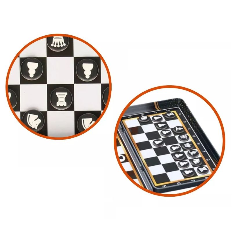 Sport si Outdoor - Alte sporturi - Sah si table - Tabla de Sah, cu piese magnetice, cutie metalica, pentru copii de 4 ani+, 32 piese - Infinity.ro