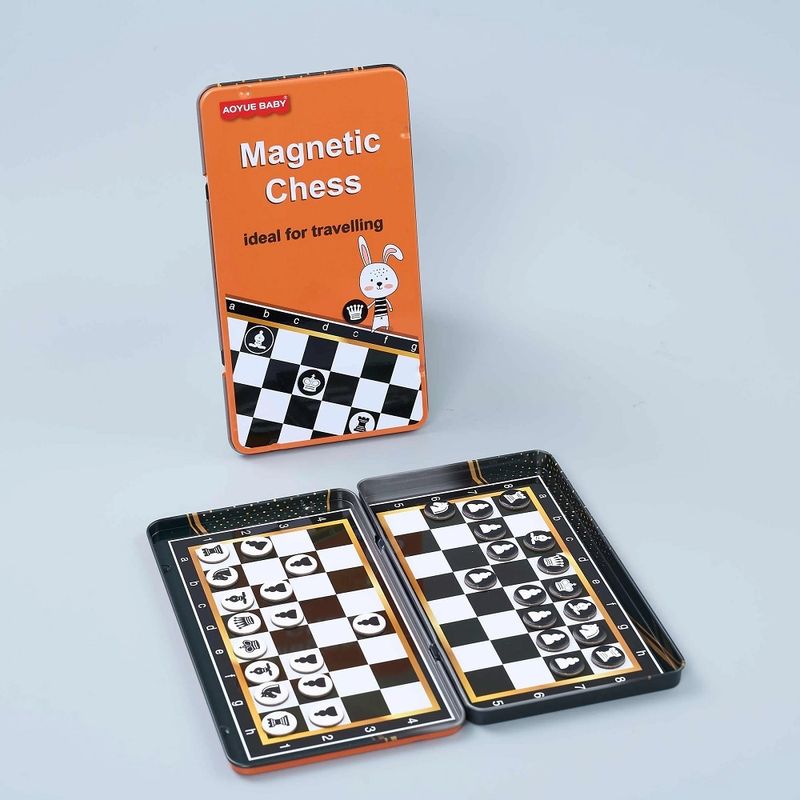 Sport si Outdoor - Alte sporturi - Sah si table - Tabla de Sah, cu piese magnetice, cutie metalica, pentru copii de 4 ani+, 32 piese - Infinity.ro