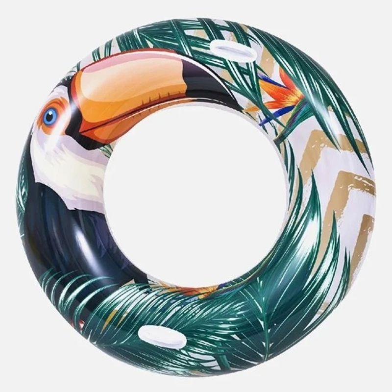 Jucarii, Copii si Bebe - Jucarii si jocuri - Jucarii de exterior - Colaci, ochelari si accesorii inot copii - Colac Gonflabil, Fancy Tucan, 115cm, Verde-Galben - Infinity.ro