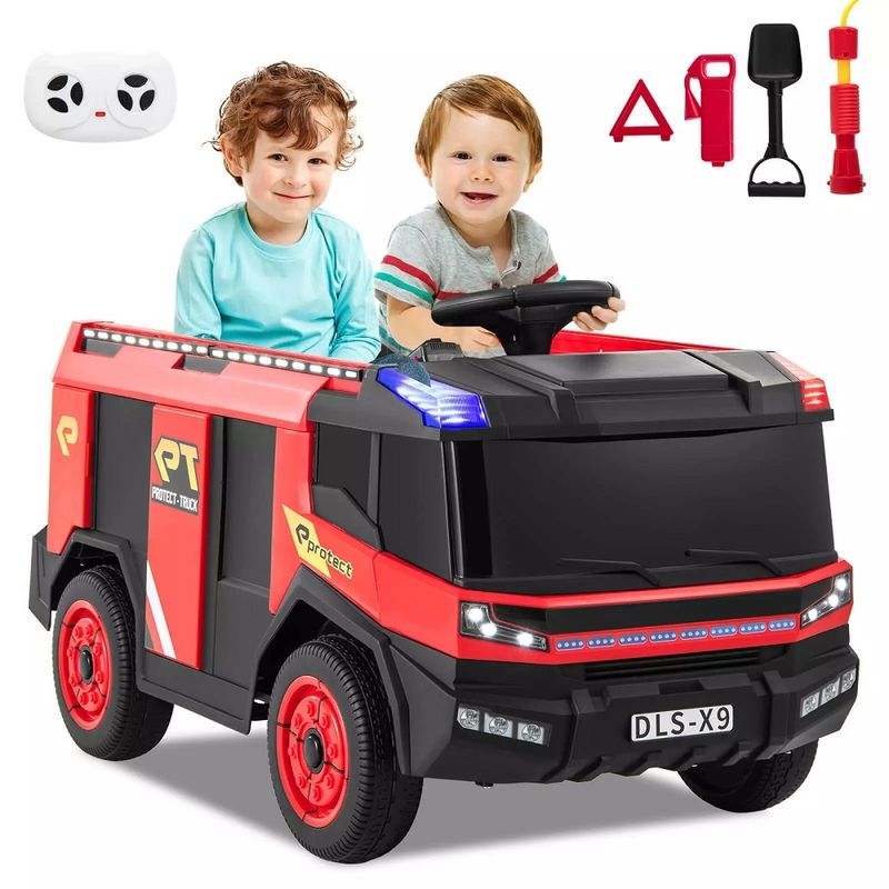 Jucarii, Copii si Bebe - Jucarii si jocuri - Jucarii de exterior - Masinute si vehicule pentru copii - Masina de pompieri electrica pentru copii 2 ani+, Telecomanda, Baterie 12V4.5AH, Lumini si difuzor - Infinity.ro
