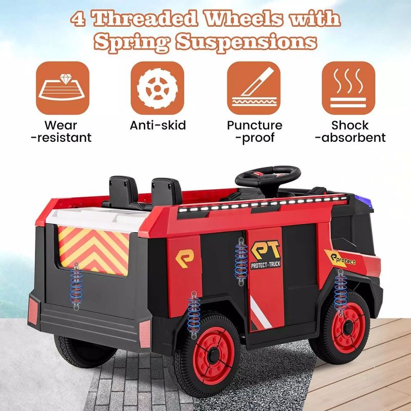Jucarii, Copii si Bebe - Jucarii si jocuri - Jucarii de exterior - Masinute si vehicule pentru copii - Masina de pompieri electrica pentru copii 2 ani+, Telecomanda, Baterie 12V4.5AH, Lumini si difuzor - Infinity.ro