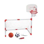 Sport si Outdoor - Sporturi de echipa - Fotbal - Porti fotbal - Poarta de fotbal pentru copii cu panou de Baschet, Minge de baschet, Minge de fotbal si pompa cu ac - Infinity.ro