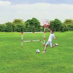 Sport si Outdoor - Sporturi de echipa - Fotbal - Porti fotbal - Poarta de fotbal pentru copii cu panou de Baschet, Minge de baschet, Minge de fotbal si pompa cu ac - Infinity.ro