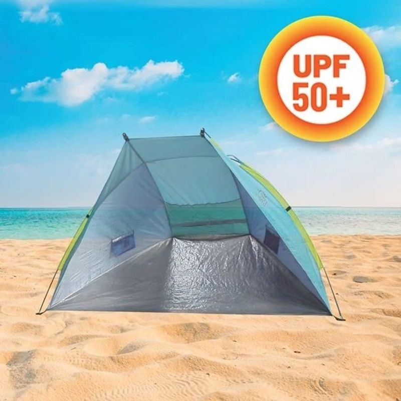 Sport si Outdoor - Camping - Corturi camping - Cort pentru 2 persoane, Impermeabil, UPF 50+, pentru Plaja, 220x115x115cm, Albastru Ciel - Infinity.ro
