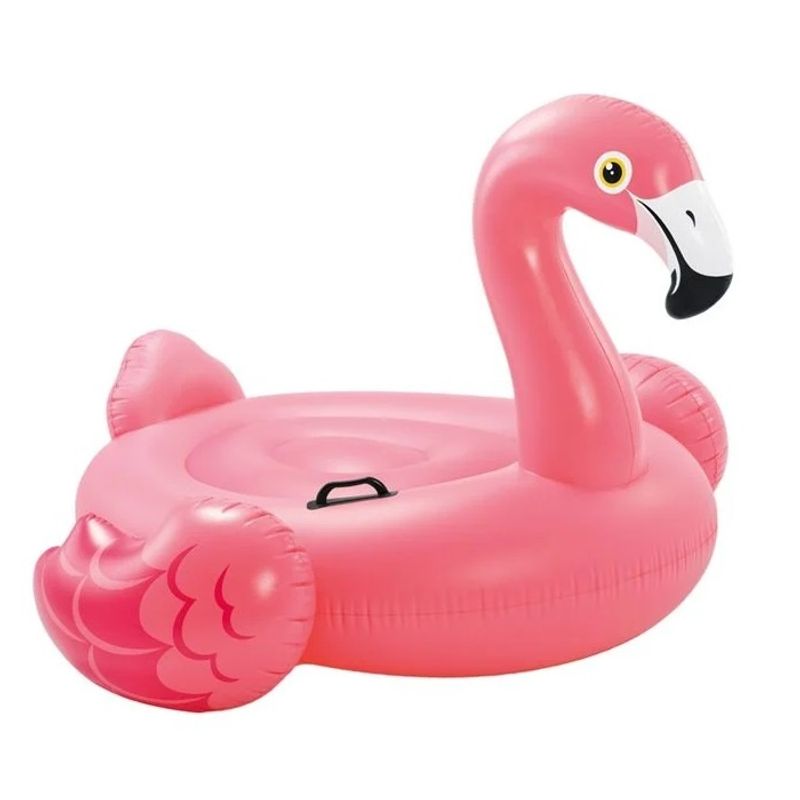 Jucarii, Copii si Bebe - Jucarii si jocuri - Jucarii de exterior - Colaci, ochelari si accesorii inot copii - Flamingo Gonflabil cu Manere, Intex, 1.78x1.35x0.97m, Roz - Infinity.ro