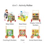 Jucarii, Copii si Bebe - Carucioare si articole de transport - Premergatoare - Antemergator si Cub Educational pentru Copii 1 an+, din Lemn, 6 in 1, cu Centru de activitati - Infinity.ro