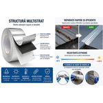 Casa si Gradina - Constructii - Hidroizolatii - Adezivi hidroizolatii - Banda de etansare butilica cu aluminiu 10cm x 5m, Autoadeziva, Impermeabila, Rezistenta la UV si intemperii - Infinity.ro