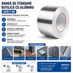 Casa si Gradina - Constructii - Hidroizolatii - Adezivi hidroizolatii - Banda de etansare butilica cu aluminiu 10cm x 5m, Autoadeziva, Impermeabila, Rezistenta la UV si intemperii - Infinity.ro