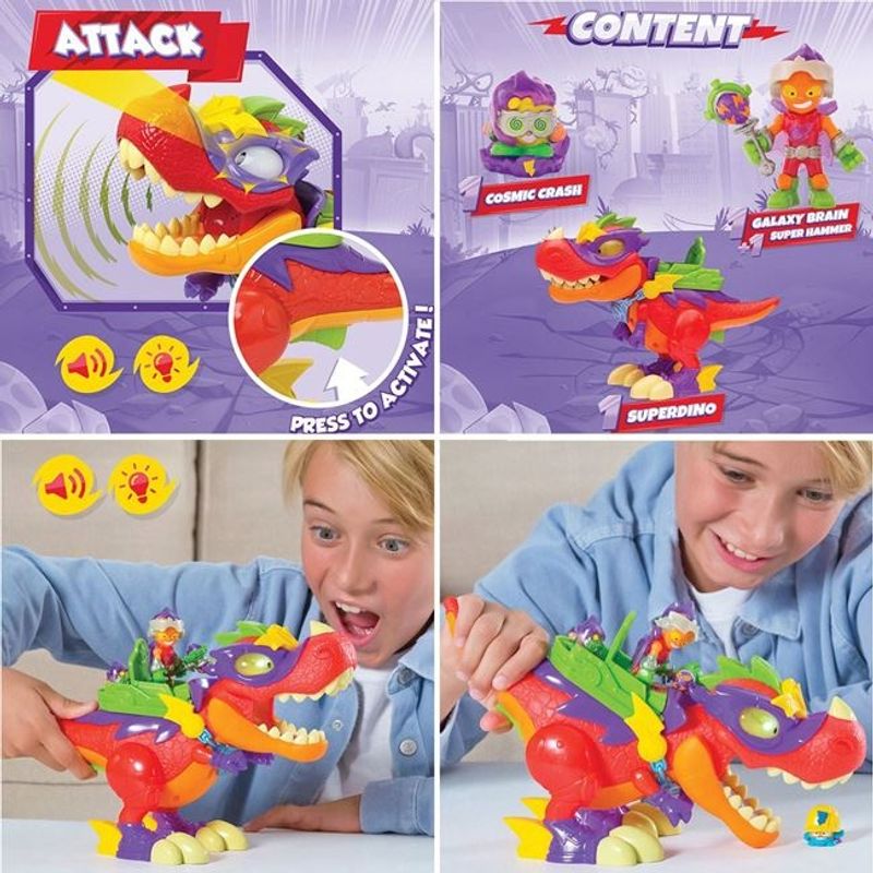Jucarii, Copii si Bebe - Jucarii si jocuri - Jucarii & jocuri educative - Jucarii interactive - Set de joaca Super Things cu figurina Super Dino V-Rex, Dimensiune 30x13x23cm, Multicolor - Infinity.ro