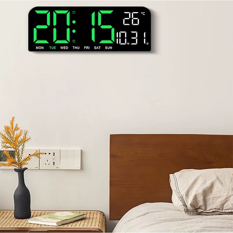 Casa si Gradina - Decoratiuni - Ceasuri - Ceas digital de perete cu lumina LED ajustabila - Alarma - Umiditate - Temperatura - Cronometru - Infinity.ro