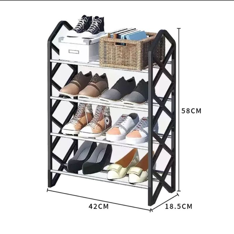 Casa si Gradina - Mobilier - Organizare si depozitare - Organizator incaltaminte - Organizator incaltaminte, pentru 8 perechi de incaltari, cu 4 etajere - Verde - Infinity.ro