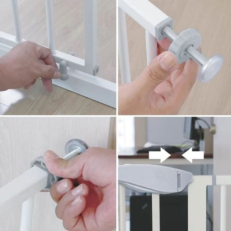 Casa si Gradina - Mobilier - Mobilier copii - Sisteme de siguranta - Bariera de siguranta pentru copii din metal, Inchidere Automata, Sistem blocare, Culoare Alb - Infinity.ro