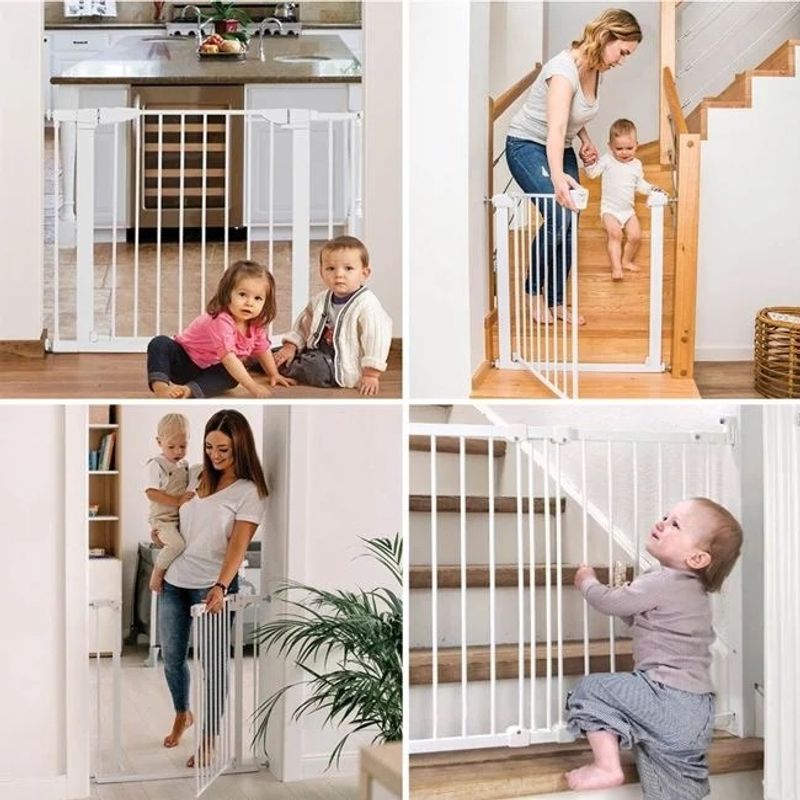 Casa si Gradina - Mobilier - Mobilier copii - Sisteme de siguranta - Bariera de siguranta pentru copii din metal, Inchidere Automata, Sistem blocare, Culoare Alb - Infinity.ro