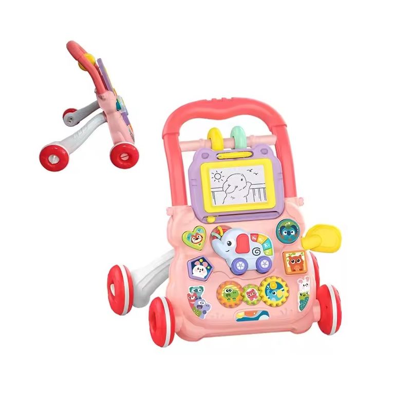 Jucarii, Copii si Bebe - Carucioare si articole de transport - Premergatoare - Premergator interactiv, educational, pentru copii 1 an+, 40x40x32 cm, Roz - Infinity.ro