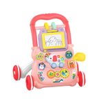 Jucarii, Copii si Bebe - Carucioare si articole de transport - Premergatoare - Premergator interactiv, educational, pentru copii 1 an+, 40x40x32 cm, Roz - Infinity.ro