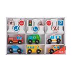 Jucarii, Copii si Bebe - Jucarii si jocuri - Jucarii & jocuri educative - Jocuri si jucarii educative - Vehicule din lemn cu roti si forme, 15 Piese, 3ani+, 29.5×4.5×19 cm - Infinity.ro