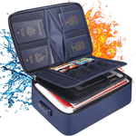 Fashion, accesorii si bijuterii - Barbati - Accesorii barbati - Genti si rucsacuri barbati - Geanta documente ignifuga si impermeabila, organizator portabil, capacitate mare, albastru, 14.2''x10.6''x4'' - Infinity.ro