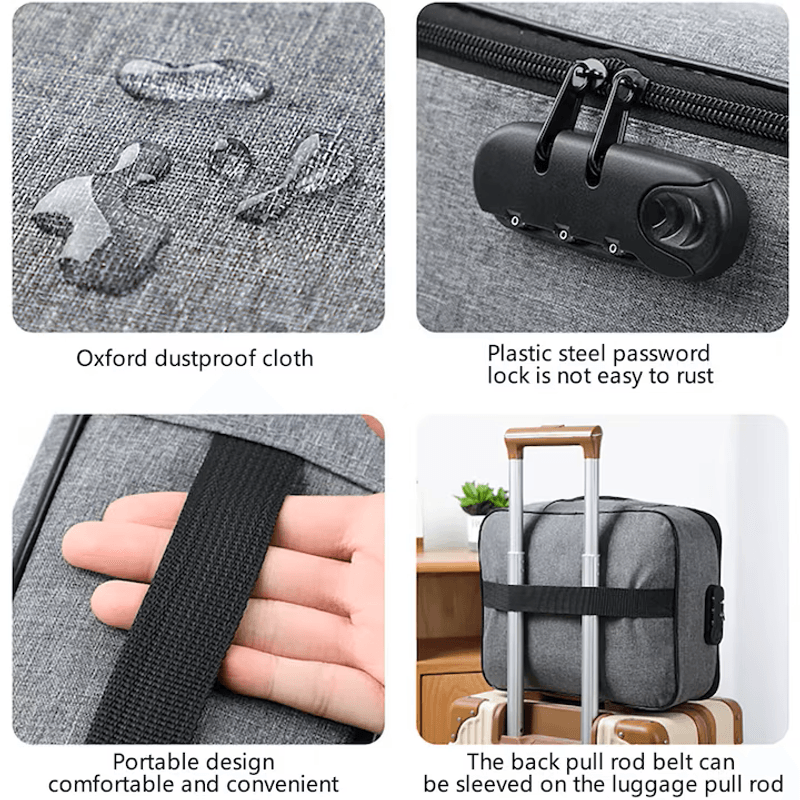 Fashion, accesorii si bijuterii - Barbati - Accesorii barbati - Genti si rucsacuri barbati - Geanta organizator documente multifunctionala, capacitate mare, gri, 36x27x10cm - Infinity.ro