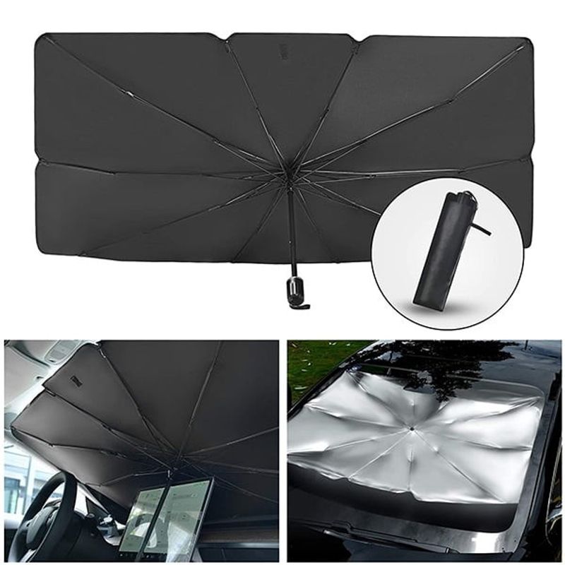 Auto si Moto - Piese auto si accesorii - Interior auto - Accesorii interior - Parasolar auto tip umbrela, negru, 130X75cm - Infinity.ro