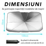 Auto si Moto - Piese auto si accesorii - Interior auto - Accesorii interior - Parasolar auto tip umbrela, negru, 130X75cm - Infinity.ro