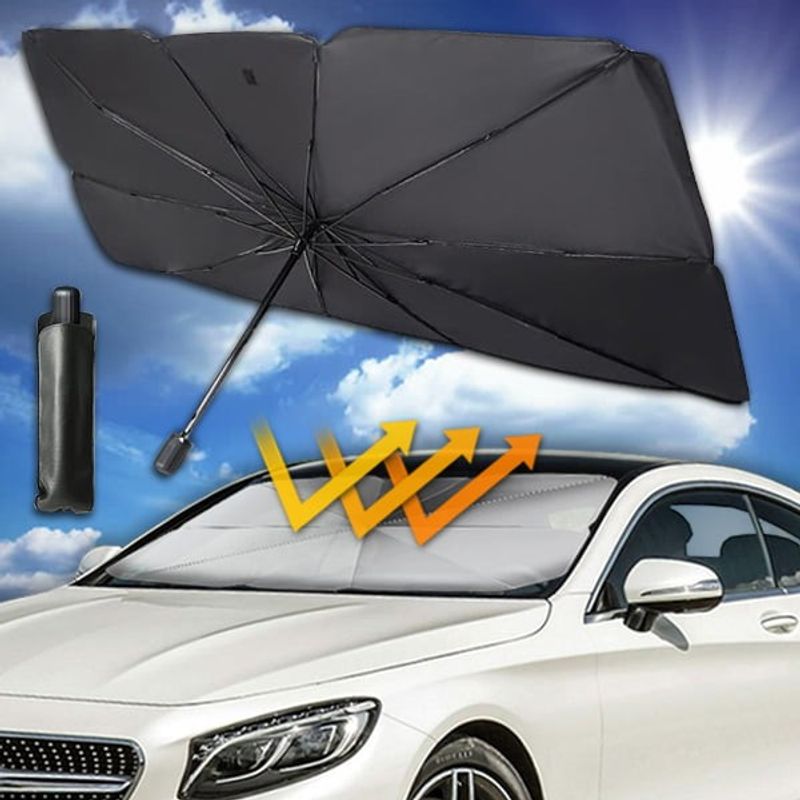 Auto si Moto - Piese auto si accesorii - Interior auto - Accesorii interior - Parasolar auto tip umbrela, negru, 130X75cm - Infinity.ro
