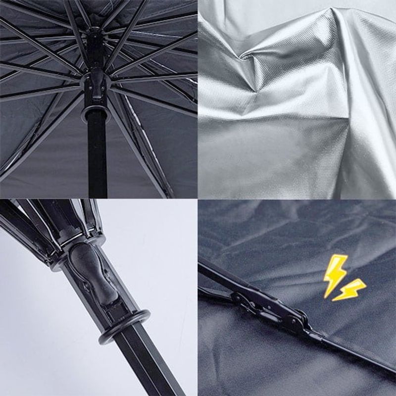 Auto si Moto - Piese auto si accesorii - Interior auto - Accesorii interior - Parasolar auto tip umbrela, negru, 130X75cm - Infinity.ro