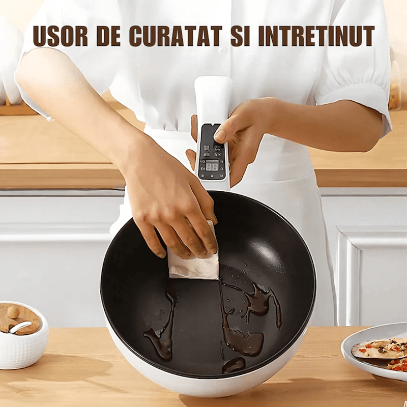 Casa si Gradina - Bucatarie si vesela - Vase pentru gatit - Tigai si seturi - Tigaie Electrica Inteligenta 3L – Panou de Control Tactil, 26 cm, Prajire, Fierbere, Aburire, Mentinere a Caldurii - Infinity.ro