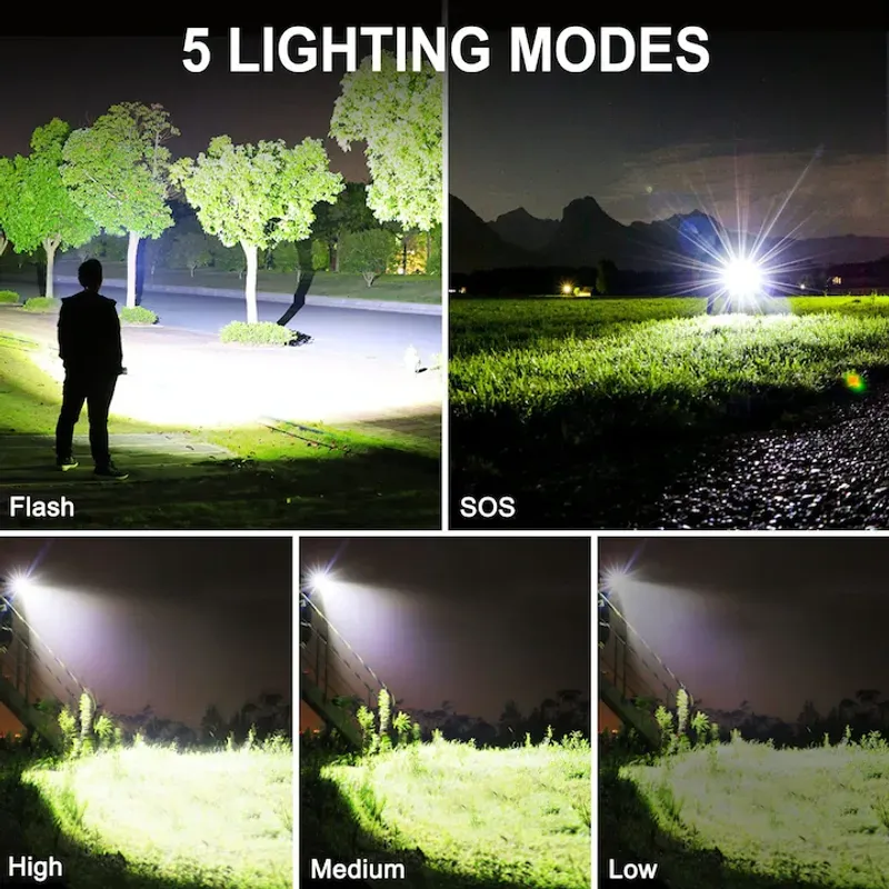Casa si Gradina - Corpuri si surse de iluminat - Iluminat exterior - Lanterne - Lanterna, LED, Aluminiu, XHP90.2 Sursa de lumina super luminoasa, Profesionala, reincarcabila, USB, Impermeabila IPX7 - Infinity.ro