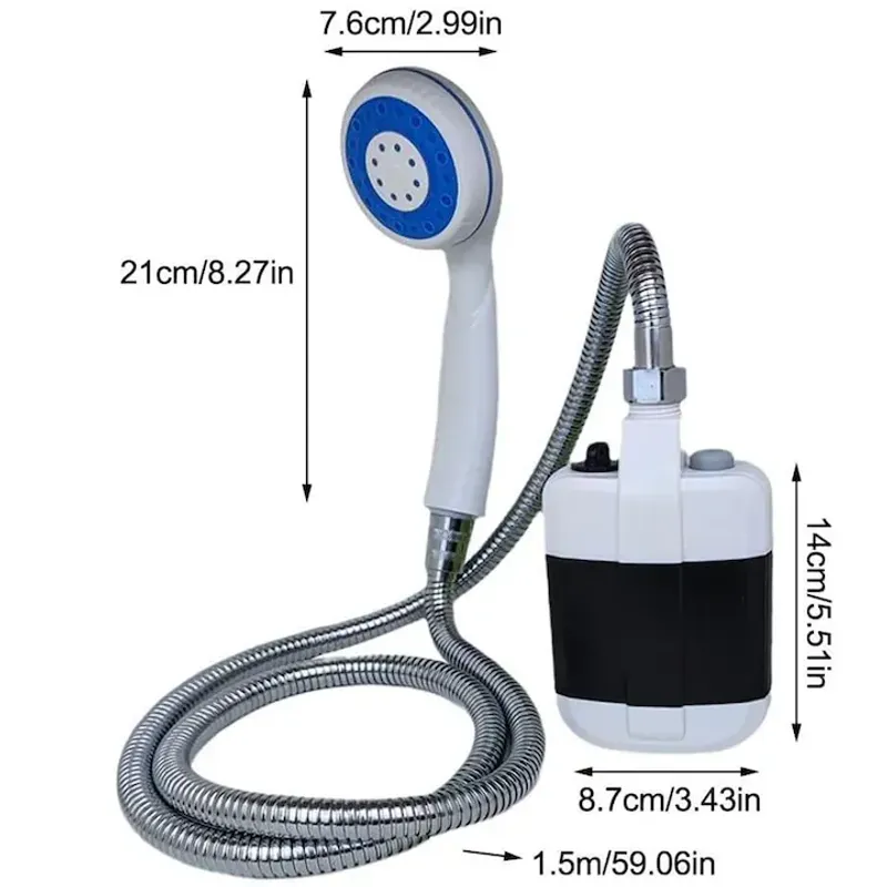 Sport si Outdoor - Camping - Accesorii camping si drumetii - Dus Portabil, Reincarcabil 2200 mAh, Debite 4-5 l/min, Compact 14x8, 7cm - Infinity.ro