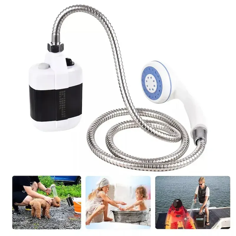 Sport si Outdoor - Camping - Accesorii camping si drumetii - Dus Portabil, Reincarcabil 2200 mAh, Debite 4-5 l/min, Compact 14x8, 7cm - Infinity.ro