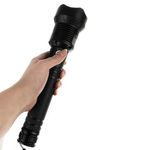 Casa si Gradina - Corpuri si surse de iluminat - Iluminat exterior - Lanterne - Lanterna din aliaj de aluminiu negru P70 LED cu 2 acumulatori BL26650 3.7V 6800mAH - Infinity.ro