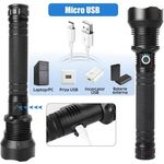 Casa si Gradina - Corpuri si surse de iluminat - Iluminat exterior - Lanterne - Lanterna din aliaj de aluminiu negru P70 LED cu 2 acumulatori BL26650 3.7V 6800mAH - Infinity.ro