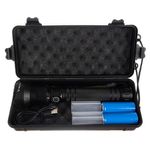 Casa si Gradina - Corpuri si surse de iluminat - Iluminat exterior - Lanterne - Lanterna din aliaj de aluminiu negru P70 LED cu 2 acumulatori BL26650 3.7V 6800mAH - Infinity.ro