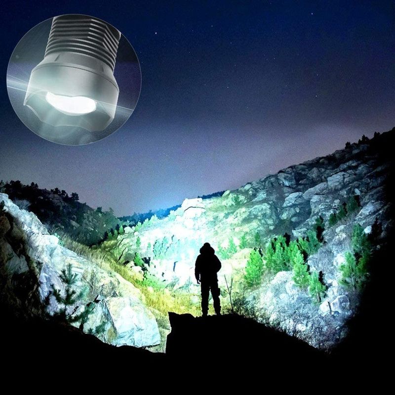 Casa si Gradina - Corpuri si surse de iluminat - Iluminat exterior - Lanterne - Lanterna din aliaj de aluminiu negru P70 LED cu 2 acumulatori BL26650 3.7V 6800mAH - Infinity.ro