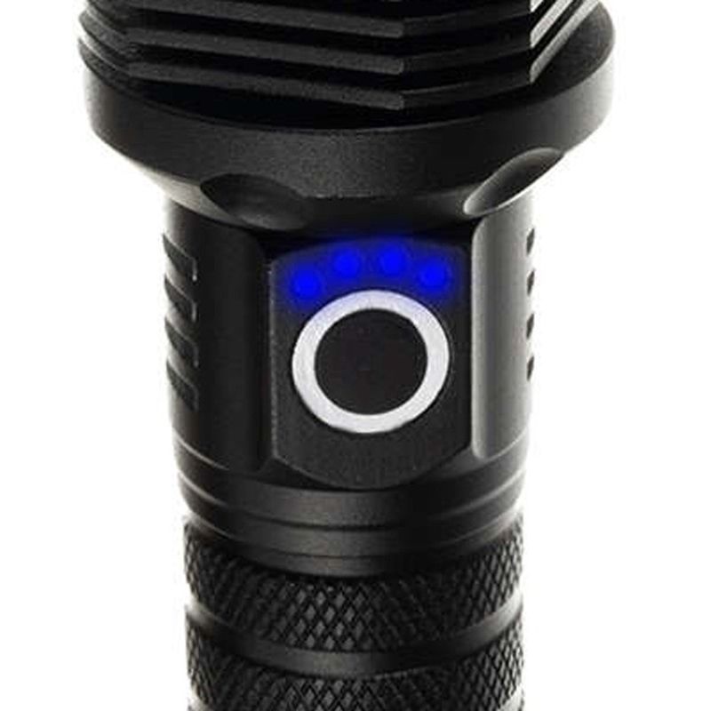 Casa si Gradina - Corpuri si surse de iluminat - Iluminat exterior - Lanterne - Lanterna din aliaj de aluminiu negru P70 LED cu 2 acumulatori BL26650 3.7V 6800mAH - Infinity.ro