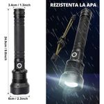 Casa si Gradina - Corpuri si surse de iluminat - Iluminat exterior - Lanterne - Lanterna din aliaj de aluminiu negru P70 LED cu 2 acumulatori BL26650 3.7V 6800mAH - Infinity.ro