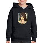 Fashion, accesorii si bijuterii - Copii - Imbracaminte copii - Pulovere si hanorace copii - Hanorac copii Attack on Titan Eren Yeager Anime Manga, negru, marime L Copii - Infinity.ro