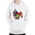 Fashion, accesorii si bijuterii - Copii - Imbracaminte copii - Pulovere si hanorace copii - Hanorac Copii Baby Yoda Superman Flash Hero Powers, alb, marime L Copii - Infinity.ro