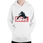 Fashion, accesorii si bijuterii - Copii - Imbracaminte copii - Pulovere si hanorace copii - Hanorac Copii Black Panter Marvel Logo Feline Superhero, alb, marime L Copii - Infinity.ro