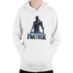 Fashion, accesorii si bijuterii - Copii - Imbracaminte copii - Pulovere si hanorace copii - Hanorac Copii Black Panter Single Movie Logo Comics, alb, marime L Copii - Infinity.ro