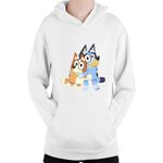 Fashion, accesorii si bijuterii - Copii - Imbracaminte copii - Pulovere si hanorace copii - Hanorac Copii Bluey Hugging Dogs Animals Playful Adorable Disney, alb, marime L Copii - Infinity.ro