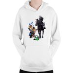 Fashion, accesorii si bijuterii - Copii - Imbracaminte copii - Pulovere si hanorace copii - Hanorac Copii Clash Royale Among Horse Witcher Ride Strategy, alb, marime L Copii - Infinity.ro