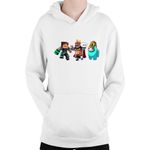 Fashion, accesorii si bijuterii - Copii - Imbracaminte copii - Pulovere si hanorace copii - Hanorac Copii Clash Royale Among Sus Caution Minecraft Steve, alb, marime L Copii - Infinity.ro