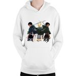 Fashion, accesorii si bijuterii - Copii - Imbracaminte copii - Pulovere si hanorace copii - Hanorac Copii Claymore Clare AOT Levi Eren Freedom Animekage, alb, marime M Copii - Infinity.ro