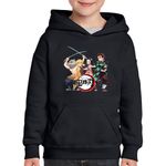 Fashion, accesorii si bijuterii - Copii - Imbracaminte copii - Pulovere si hanorace copii - Hanorac copii Demon Slayer All Gang Anime, negru, marime L Copii - Infinity.ro